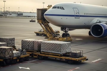 Air freight cargo aircraft loading