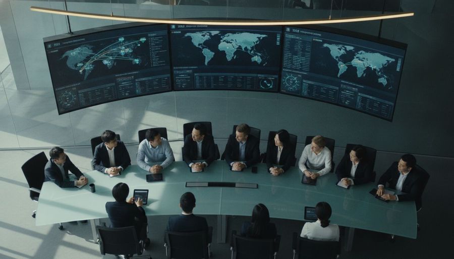 CHOHELP logistics operations team collaborating in a modern digital control room